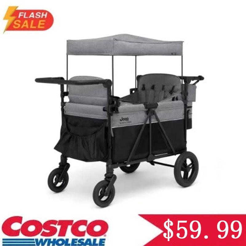 Jeep Wrangler 4-in-1 Wagon Stroller – Luxury Quad by Delta Children