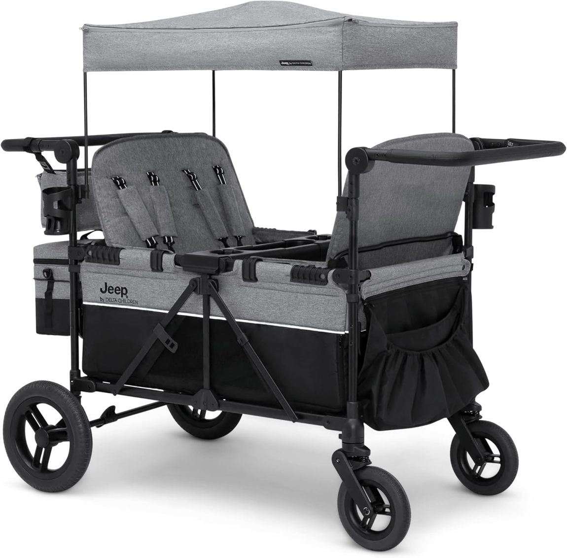 Jeep Wrangler 4-in-1 Wagon Stroller – Luxury Quad by Delta Children