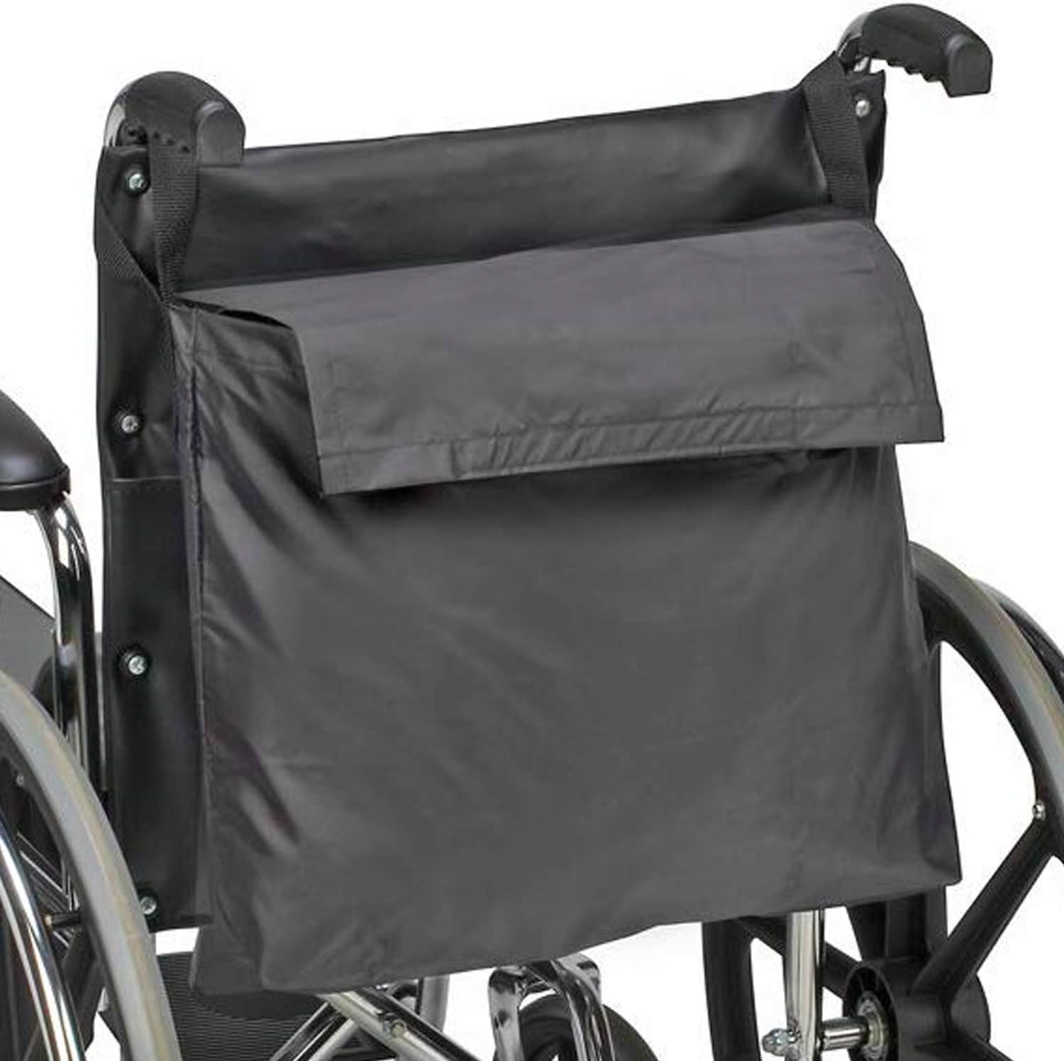Wheelchair Storage Bag for Elderly & Disabled – Fits Wheelchairs and Transport Chairs, FSA/HSA Eligible, Easy Strap-On Installation, Black
