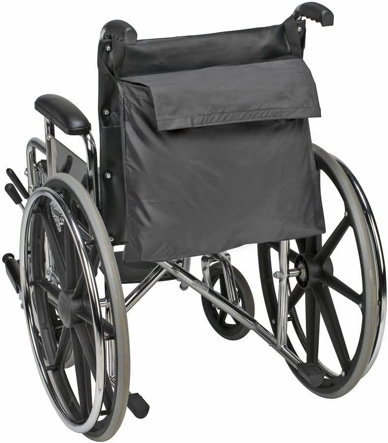 Wheelchair Storage Bag for Elderly & Disabled – Fits Wheelchairs and Transport Chairs, FSA/HSA Eligible, Easy Strap-On Installation, Black