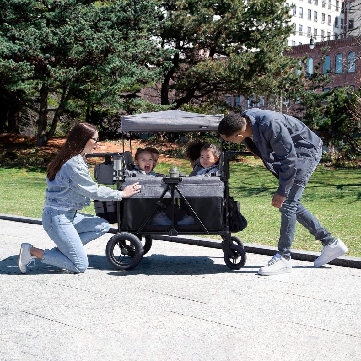 Jeep Wrangler 4-in-1 Wagon Stroller – Luxury Quad by Delta Children