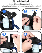 Wheelchair Side Bag with Cup Holder - Wheelchair Armrest Pouch Accessories for Adults, Storage Bags to Hang on Side Oversized Zipper Pull for Electric Wheelchair Walker Rollator Scooter