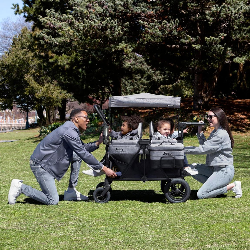 Jeep Wrangler 4-in-1 Wagon Stroller – Luxury Quad by Delta Children