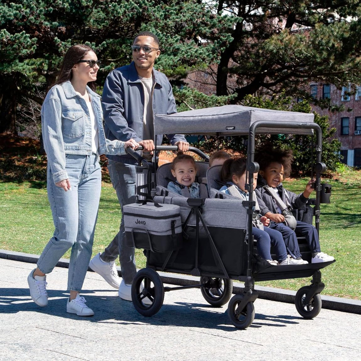 Jeep Wrangler 4-in-1 Wagon Stroller – Luxury Quad by Delta Children